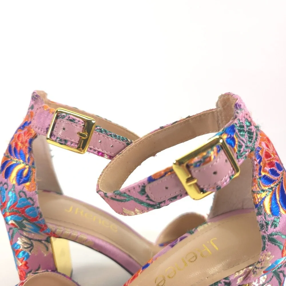 J Renee Flaviana High Heel Pumps Women 6M Floral Peep Toe Strappy Office Siren‎